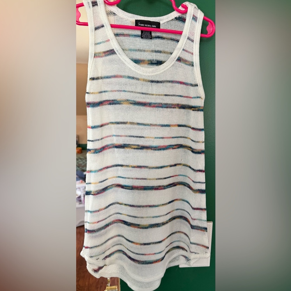Little Girls white base Multicolor Striped Knit Tank Top- size 7/8-NWOT